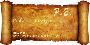 Prátl Ervina névjegykártya